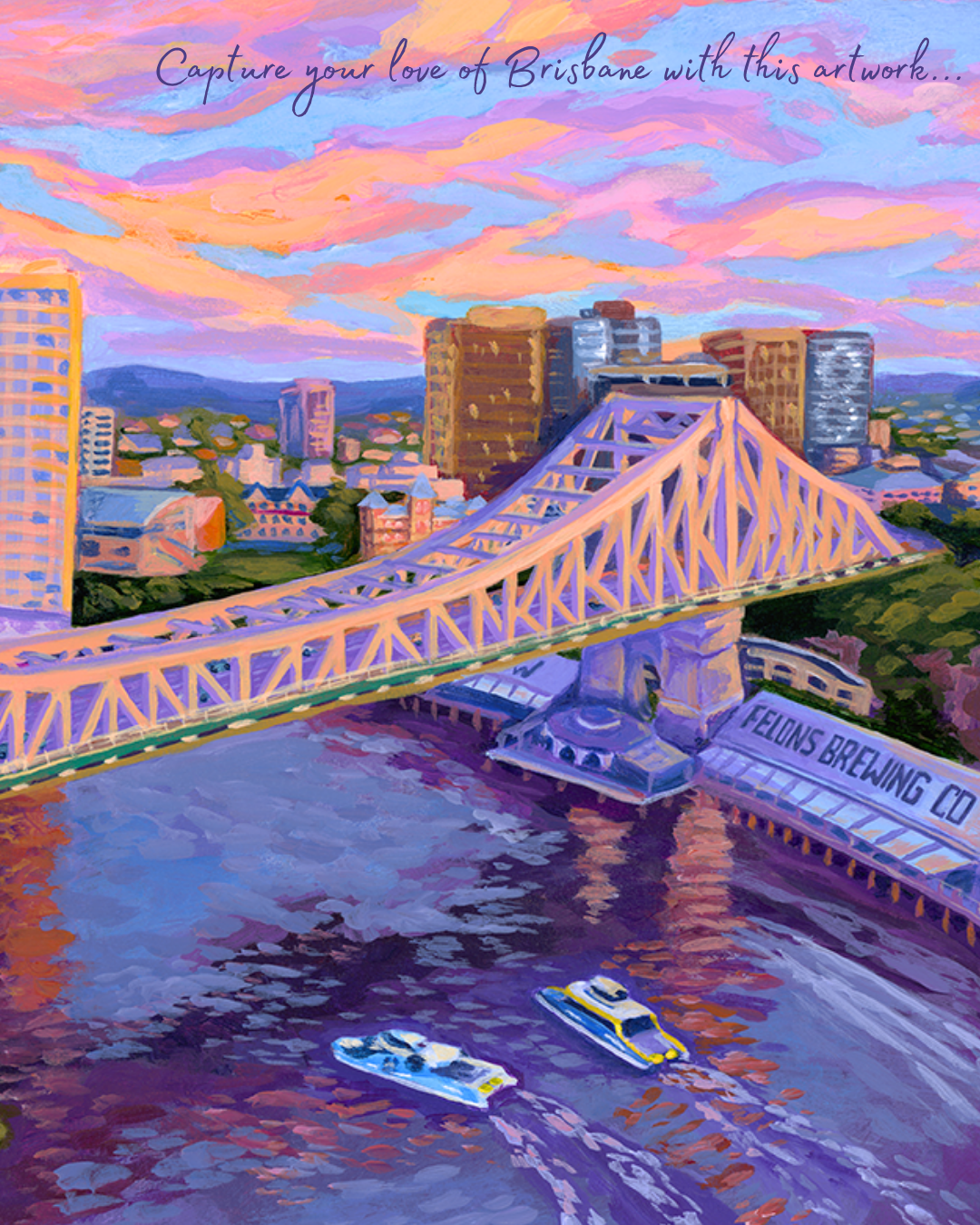 Peaceful Morning on the Story Bridge || Original Acrylic Painting (A5)
