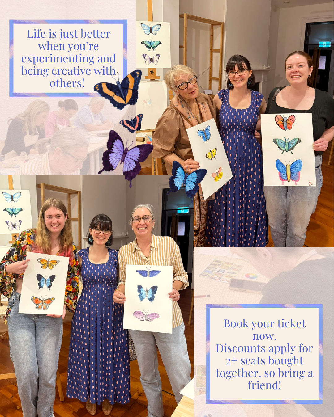 Watercolour & Wine || Paint & Sip || Butterflies