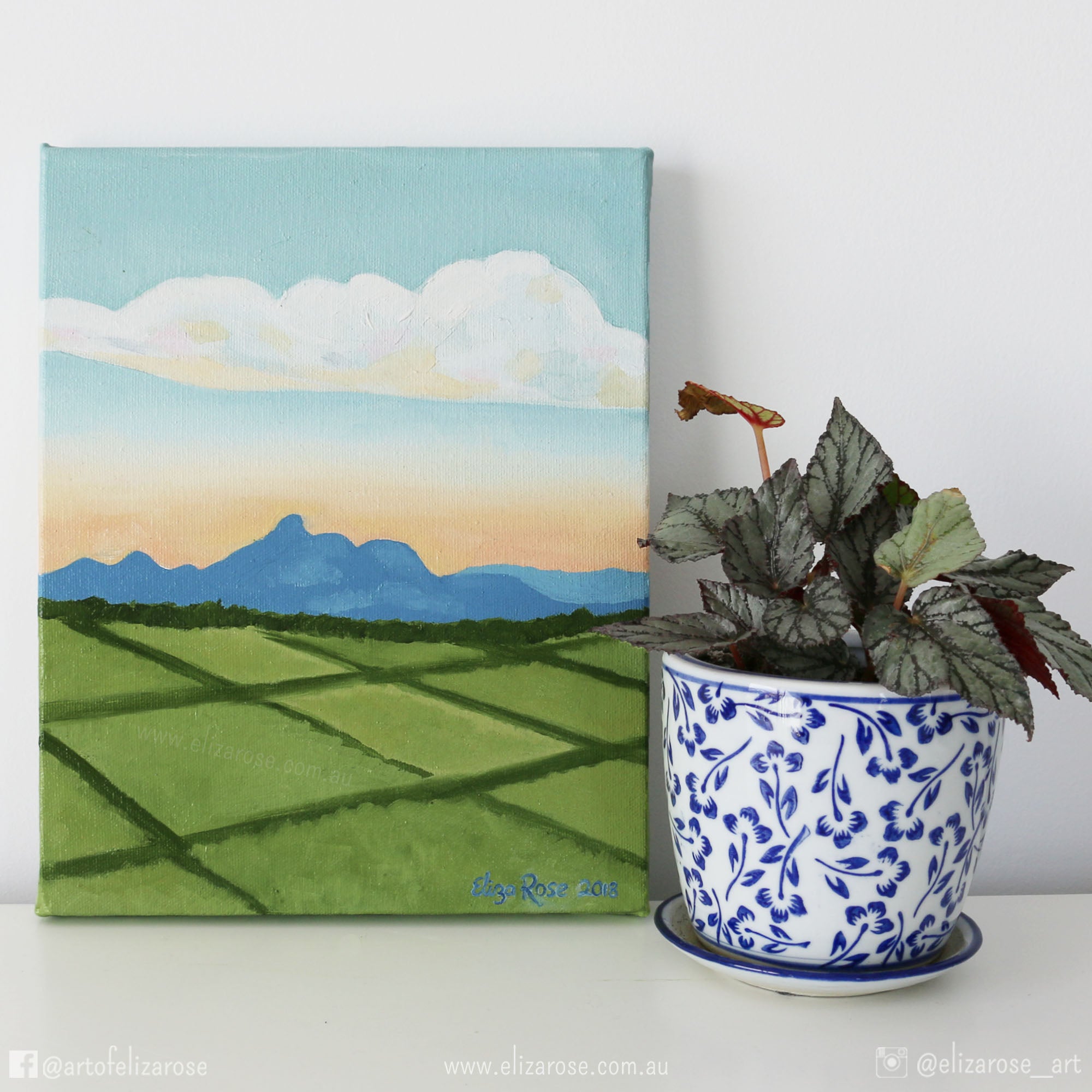 Sweet Cane Field Sunset || Original Oil Painting