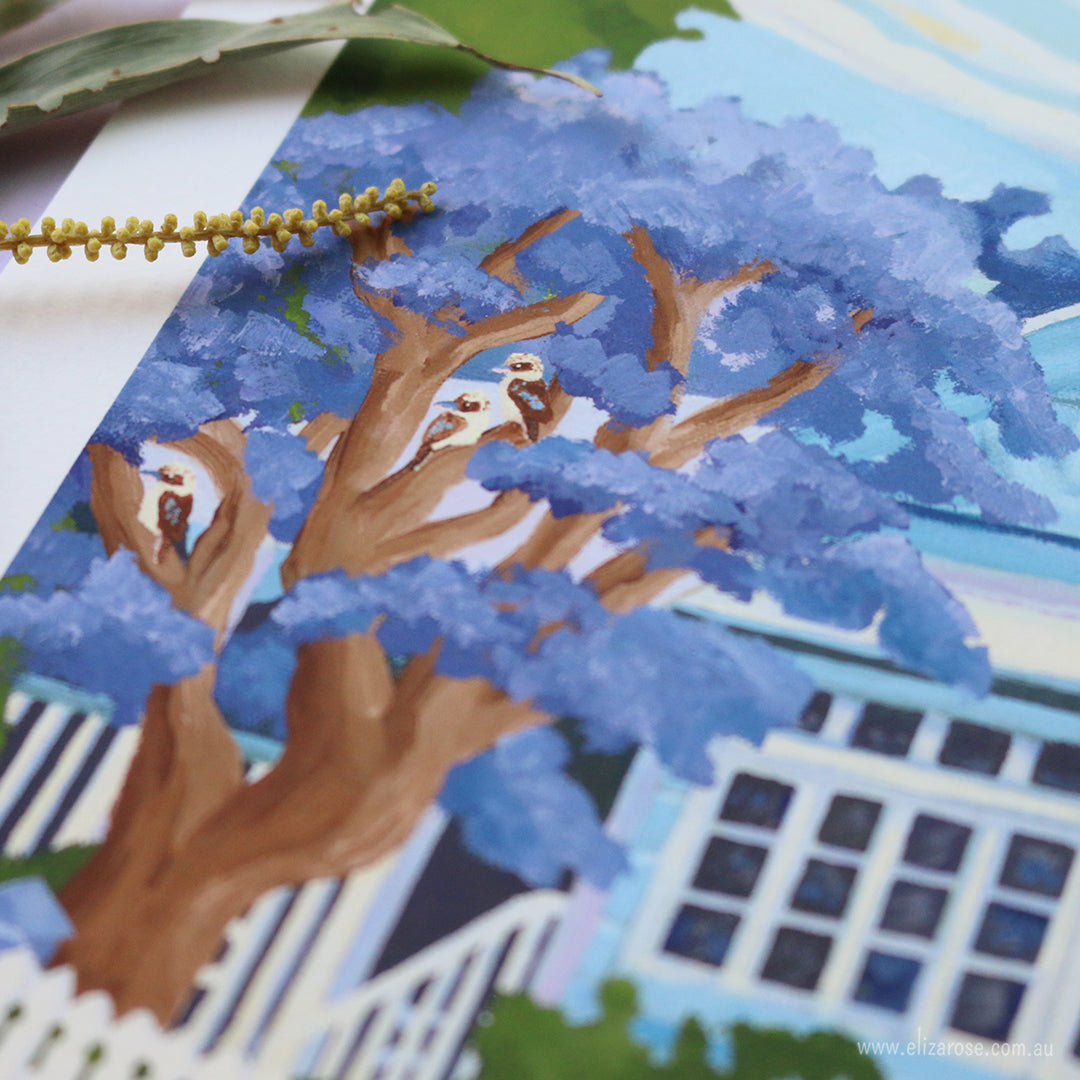 Little Blue House on a Quiet Sunday || Limited Edition Giclee Print