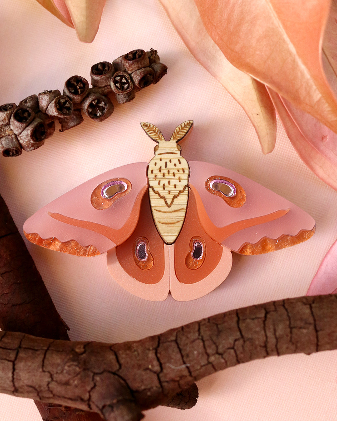 Bonnie Moth Brooch || Peachy Dreams