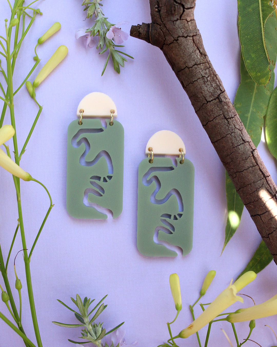 Brisbane River Earrings || Sage &amp; Cream