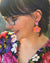 Orange Moth Orchid Dangle Earrings