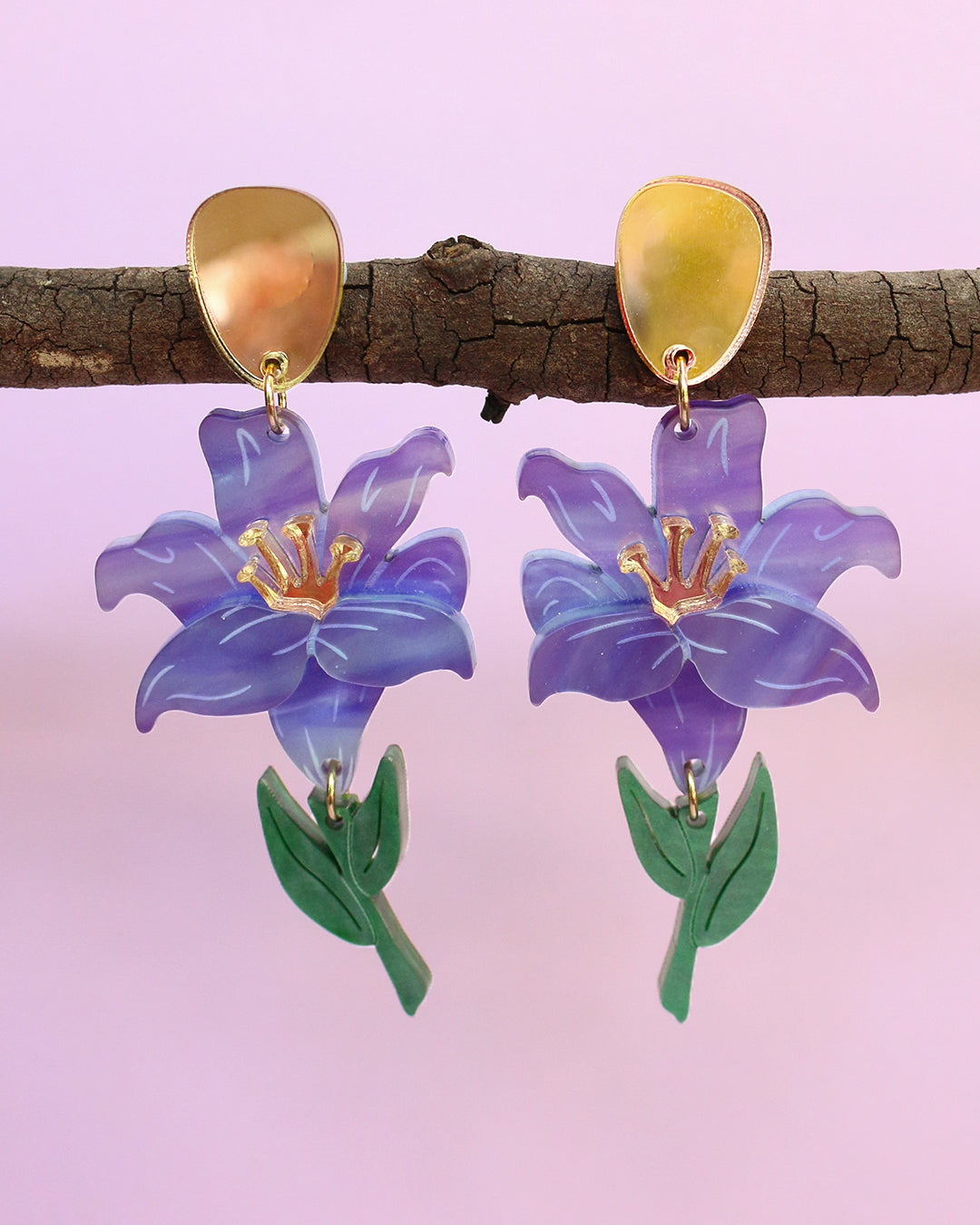 Dancing Lily Drop Earrings || Periwinkle