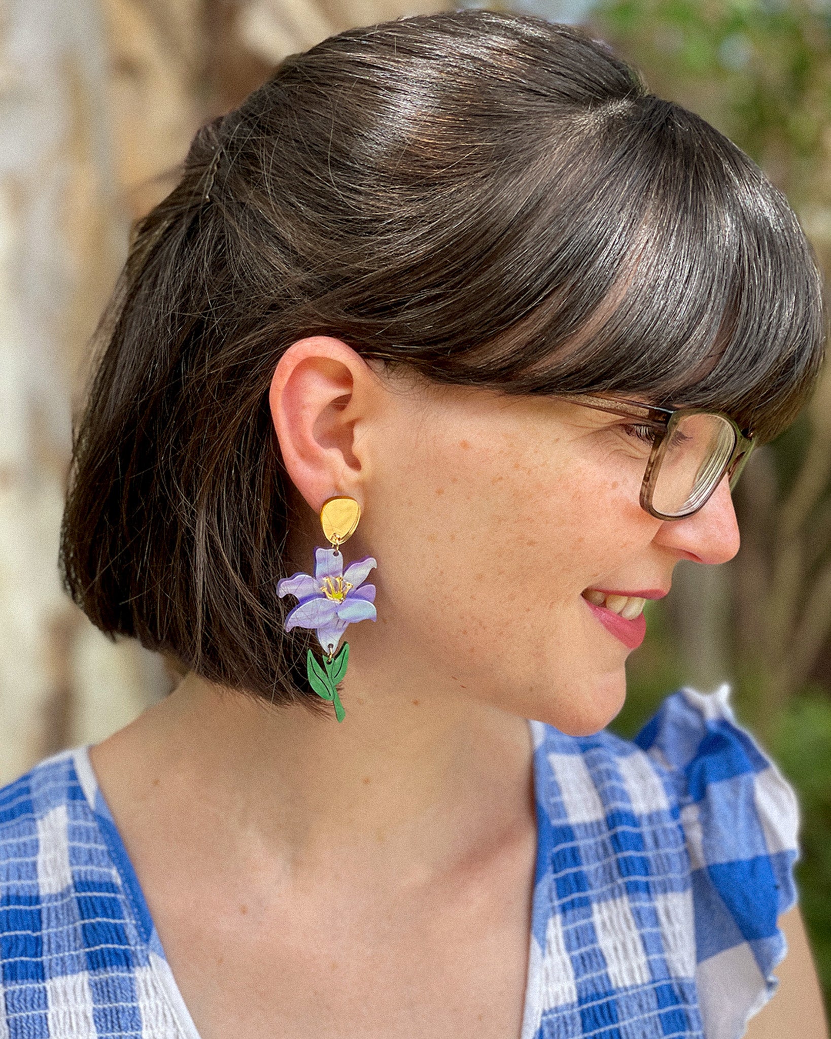 Dancing Lily Drop Earrings || Periwinkle