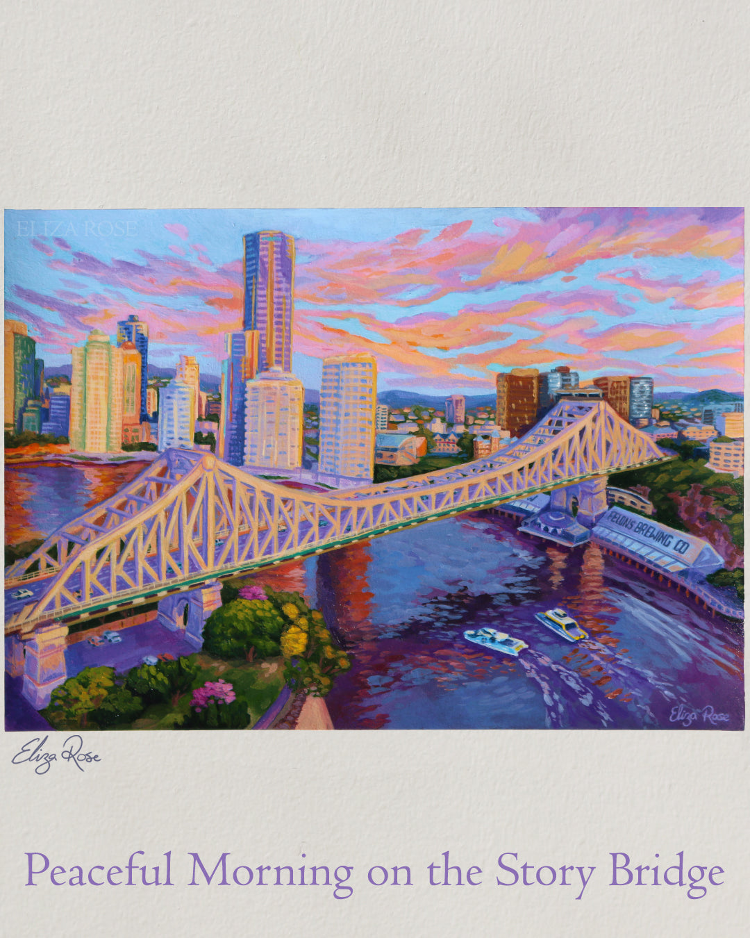 Peaceful Morning on the Story Bridge || Original Acrylic Painting (A5)