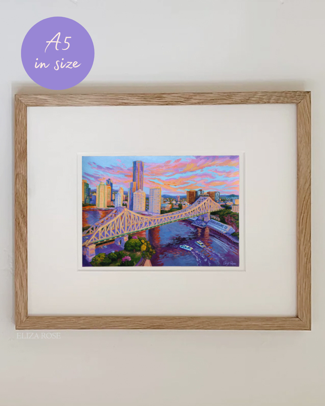 Peaceful Morning on the Story Bridge || Original Acrylic Painting (A5)