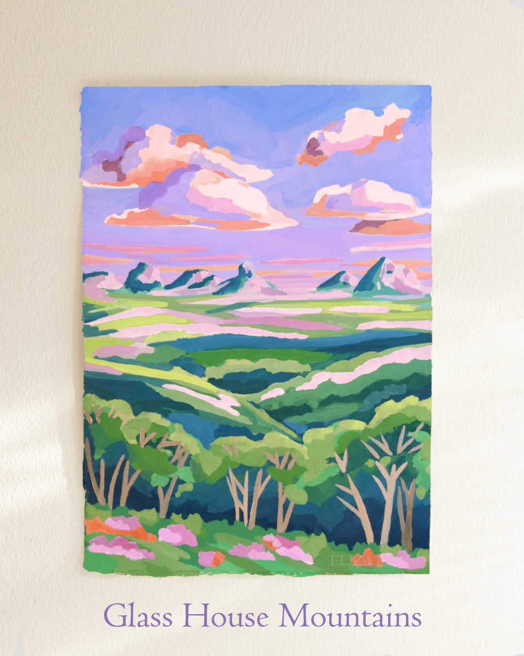 Glass House Mountains || Original Gouache Painting