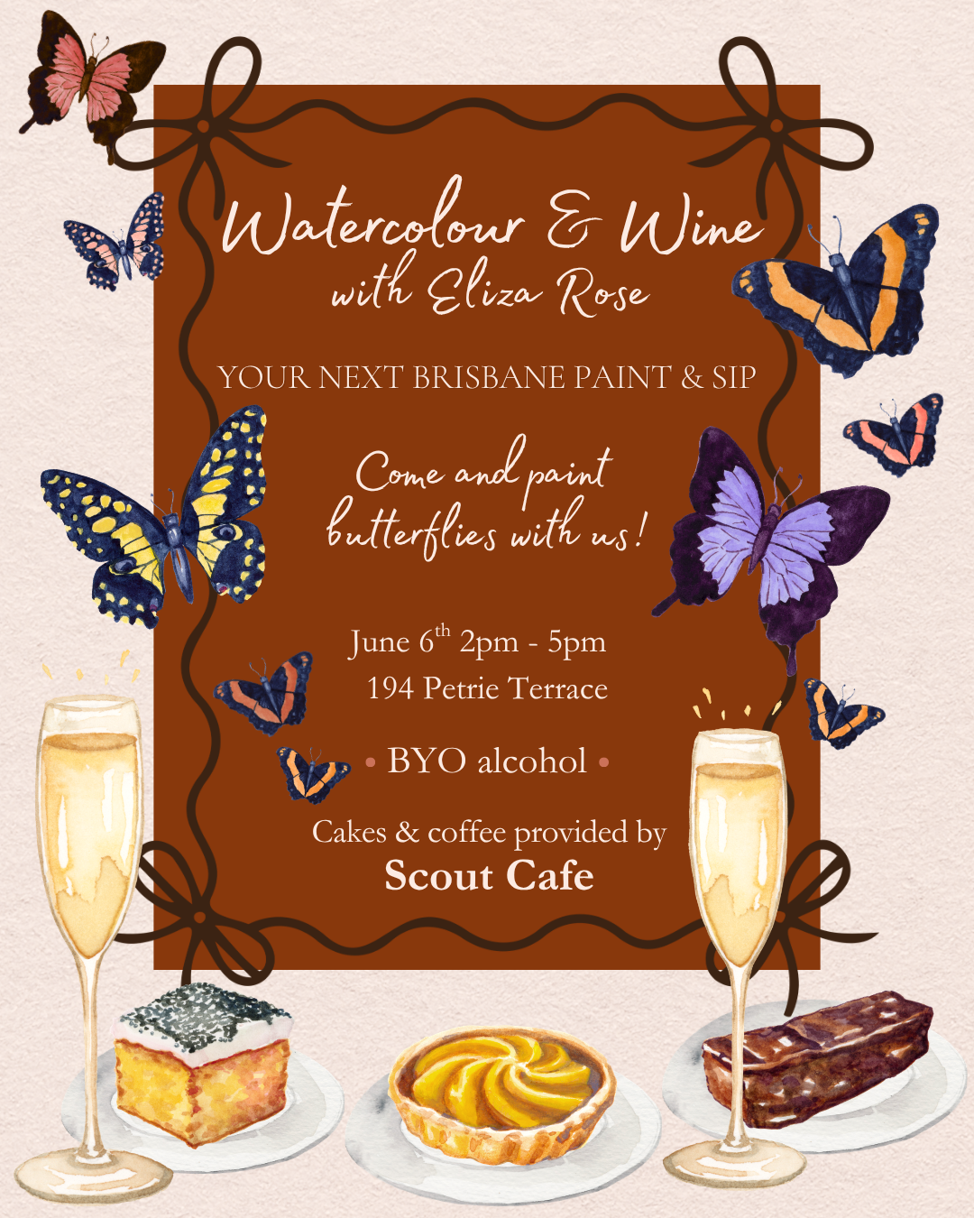 Watercolour &amp; Wine || Paint &amp; Sip || Butterflies