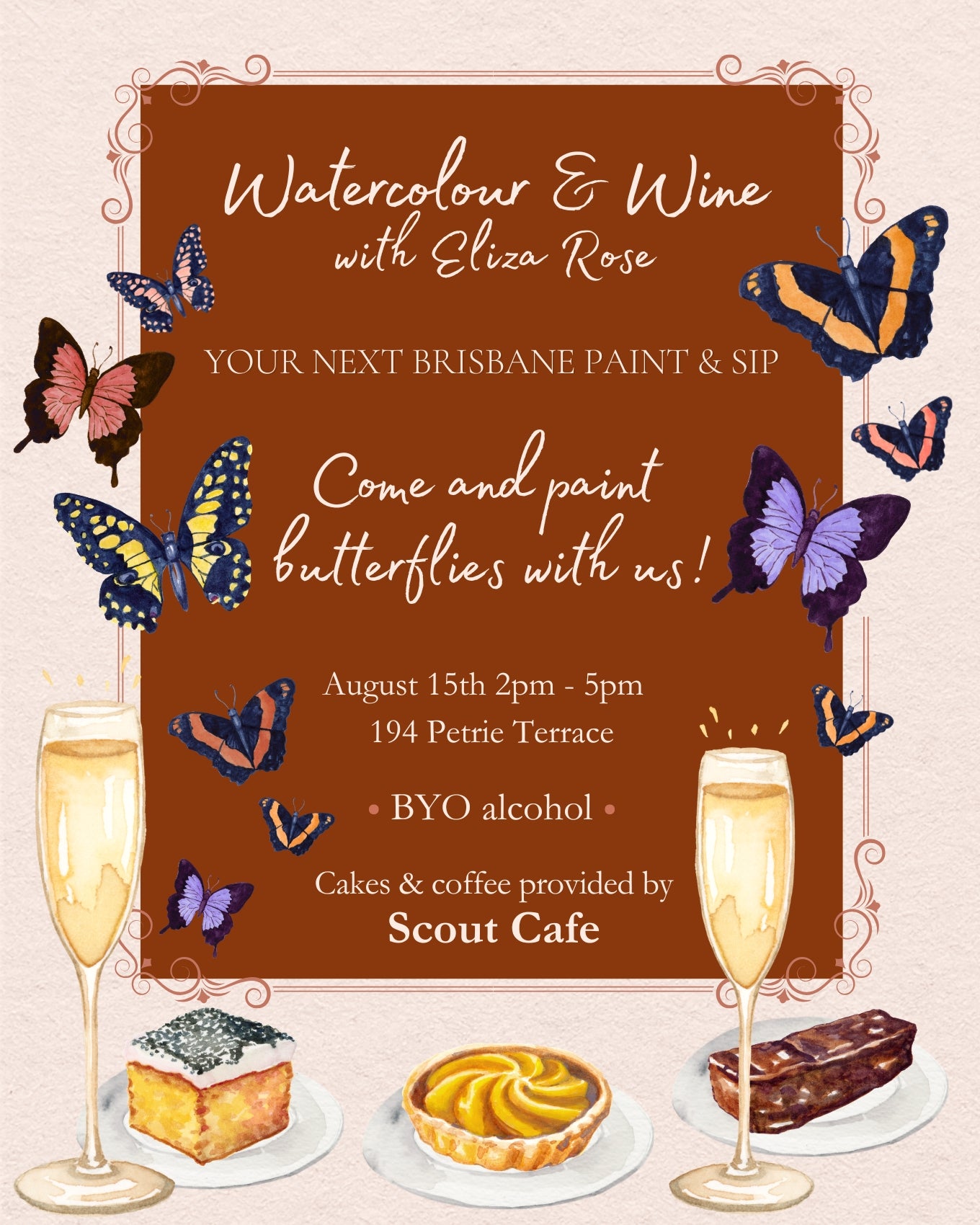 Watercolour & Wine || Paint & Sip || Butterflies