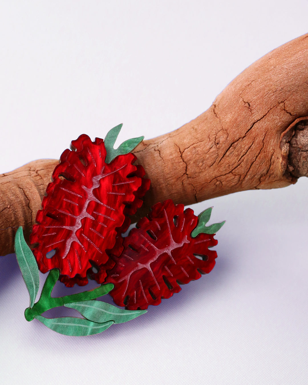 Crimson Bottlebrush Brooch