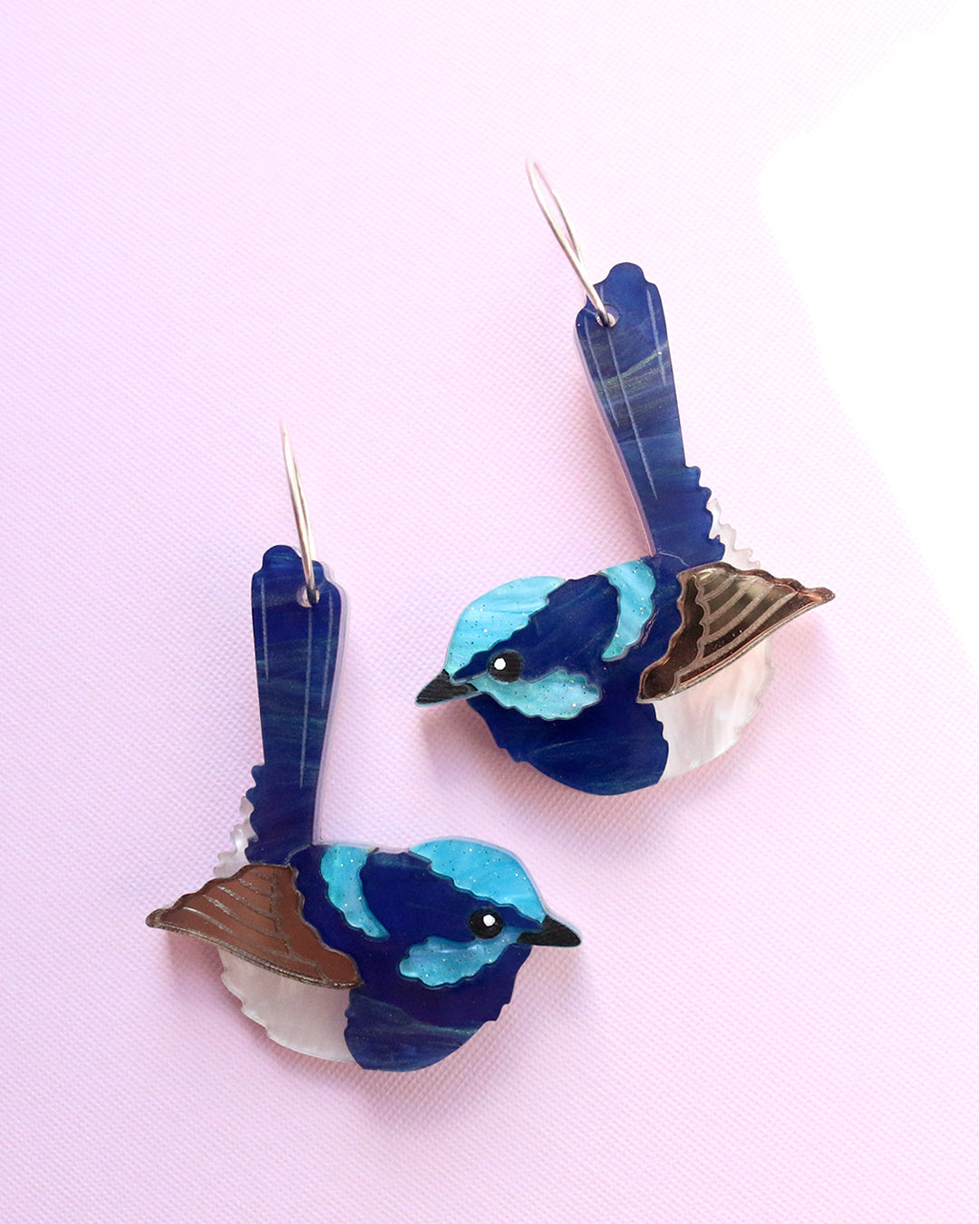Superb Blue Wren Hoop Earrings